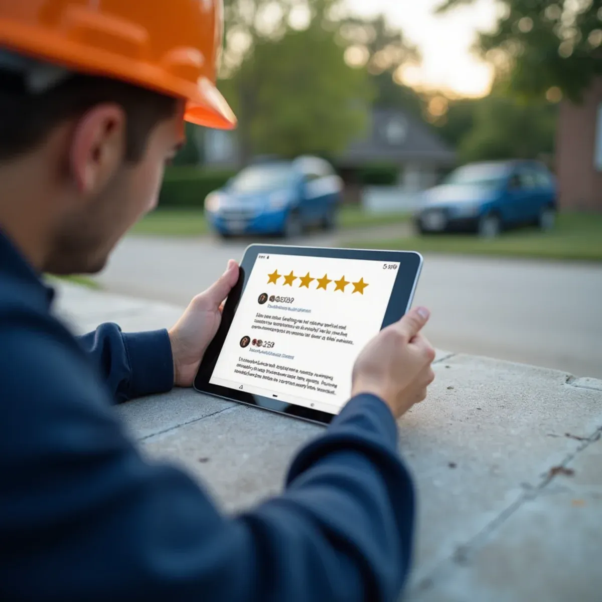 Verified 5.0-star local Google reviews and local customer referrals reviewed on tablet