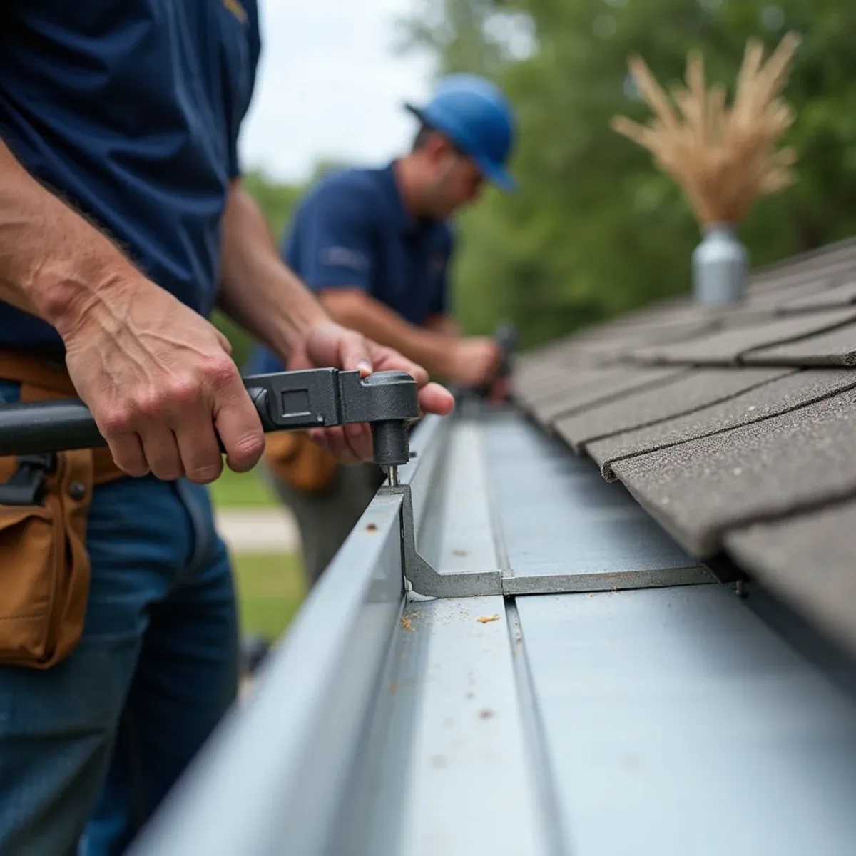 Installing stainless steel pop rivets along miter seam to prevent thermal expansion separation