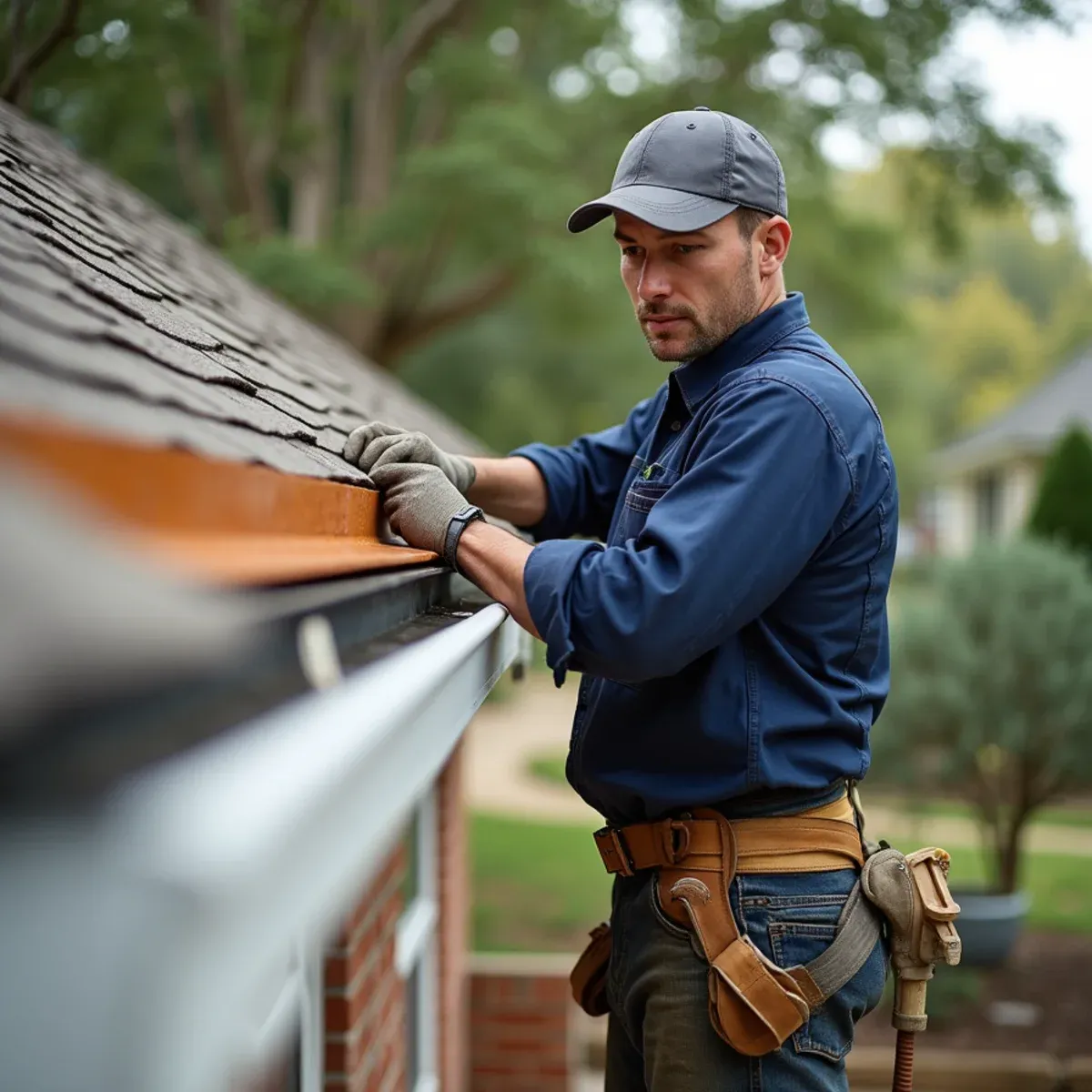 Replacing water-softened cedar trim board before mounting new seamless gutters